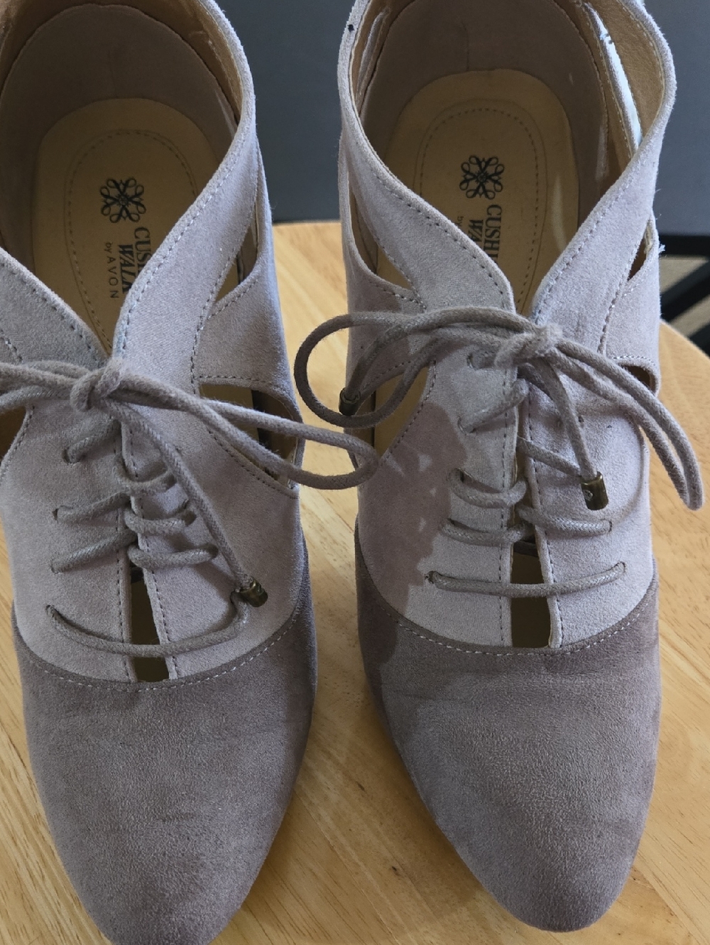 Taupe Suede Lace-Up Women's Heels